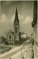 Jaunā Sv. Ģertrūdes baznīca. 1910.-1915. g. Attels no Latvijas Nacionālās biblotēkas fondiem.